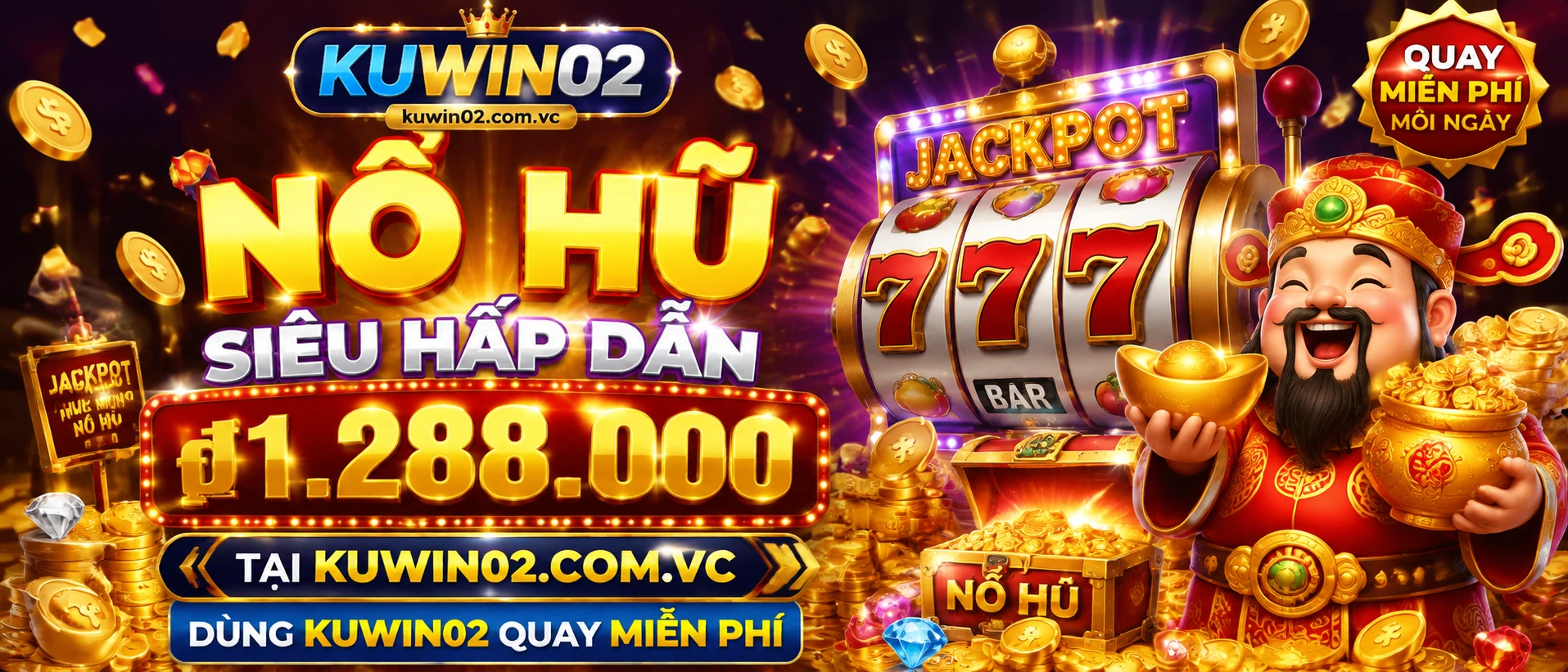Ảnh khu Nổ Hũ BJ888 với banner ưu đãi và giao diện chơi trên nền tối