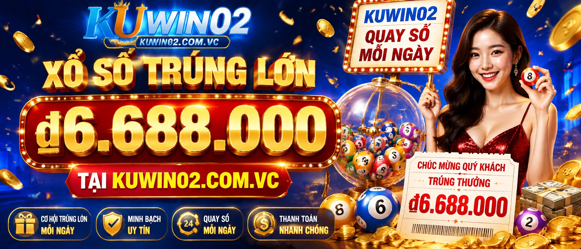 Giao diện Xổ Số với bảng kết quả và số trúng nổi bật